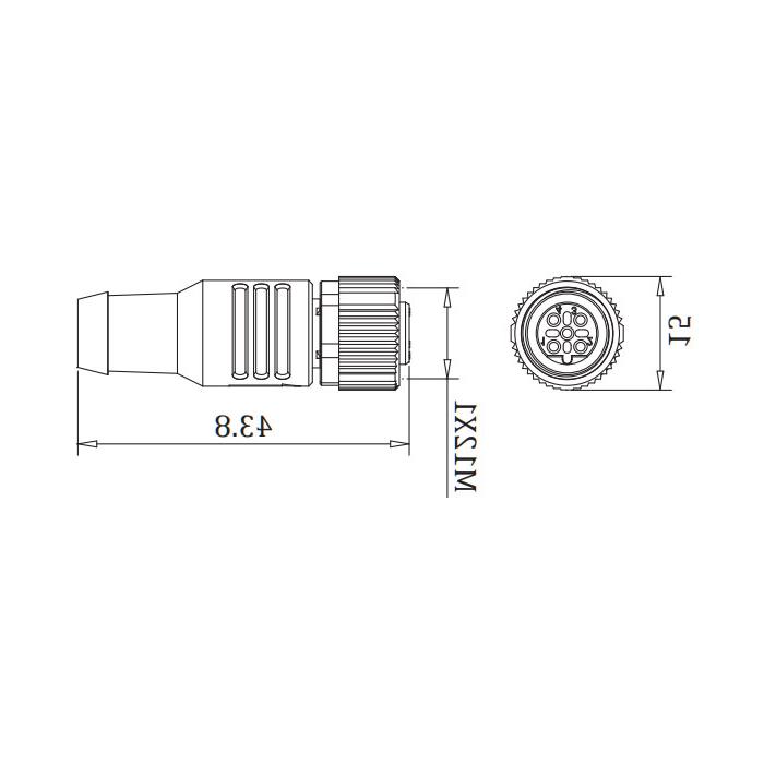 M12 5Pin straight female, B-coded, Profibus bus terminal resistor, 0C4R13